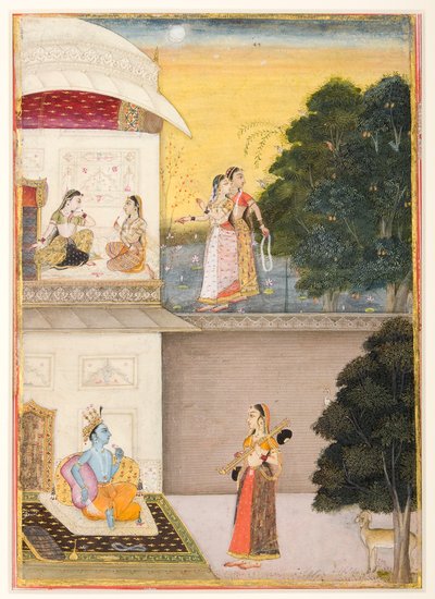 Radha Comes to Krishna with Her Vina by Unbekannt Unbekannt